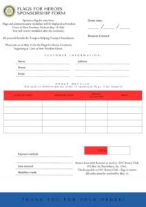 RCoSYC 2024 Flags For Heroes Sponsorship Form | Hopewell Township